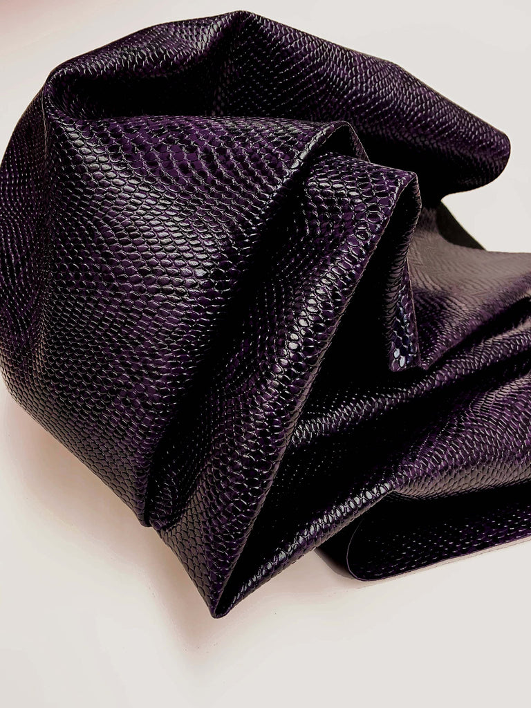 Vinyl Fabric Embossed Texture Rattlesnake Fake Leather Material Sold by The Yard (Plum) 54 Inches