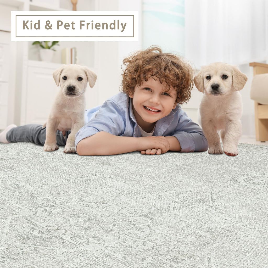 5x7 Washable Area Rugs (Concrete Grey)