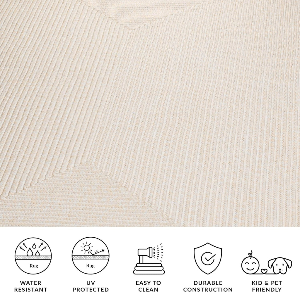 Braided Indoor/Outdoor Washable Oval Rug, Ivory BRD315B