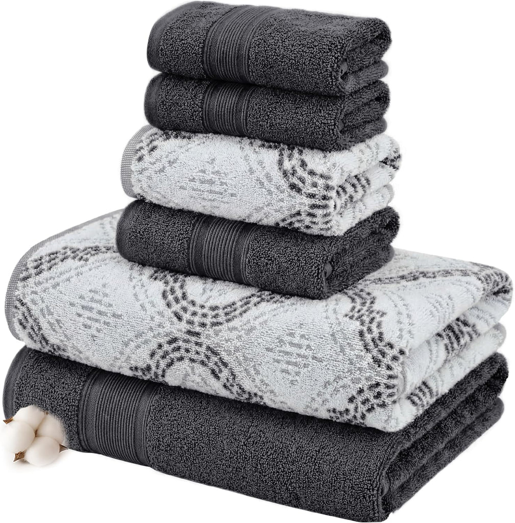 Capri 6-Piece Reversible Yarn Dyed Jacquard Towel Set - Bath Towels, Hand Towels, & Washcloths - Super Absorbent &