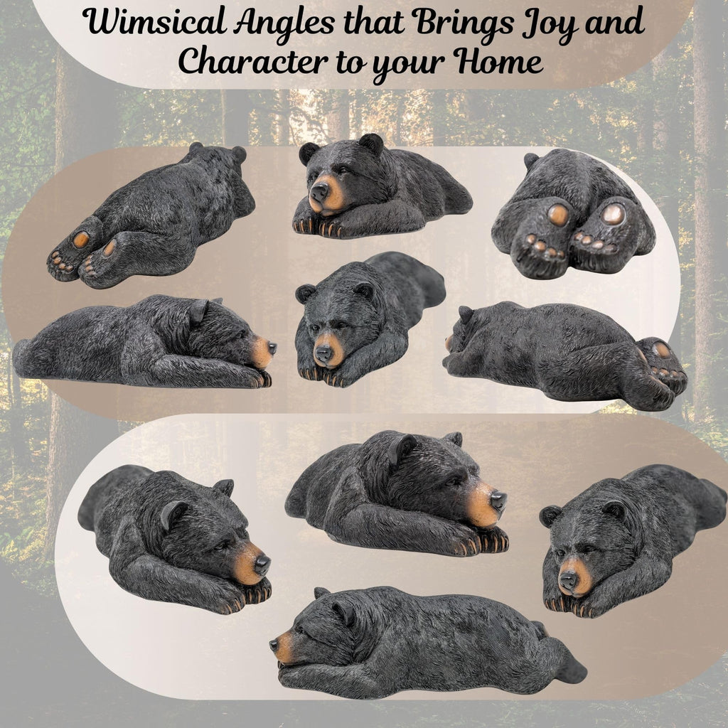 Whimsical Sleeping Black Bear Figurine