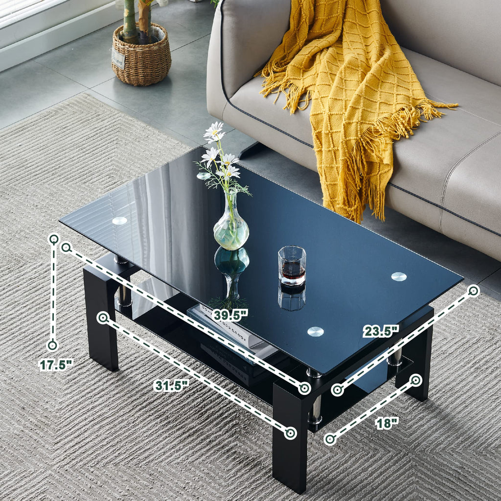 Living Room Rectangle Coffee Table, Tea Table Suitable for Waiting Room, Modern Side Coffee Table with Wooden Leg