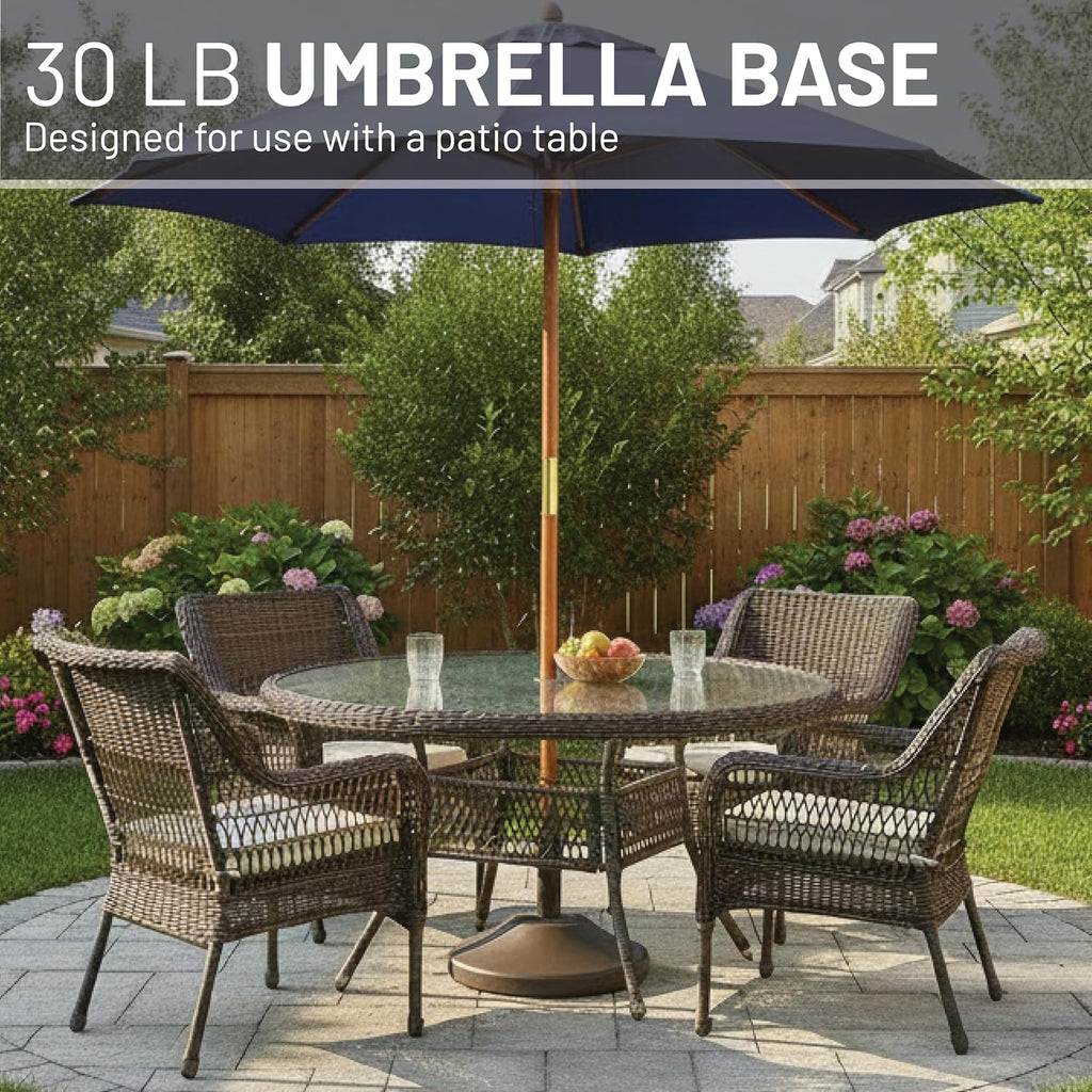30 Pound Umbrella Base - Weighted Umbrella Base for Use with Patio Table - Heavy Duty Base- Made in The USA