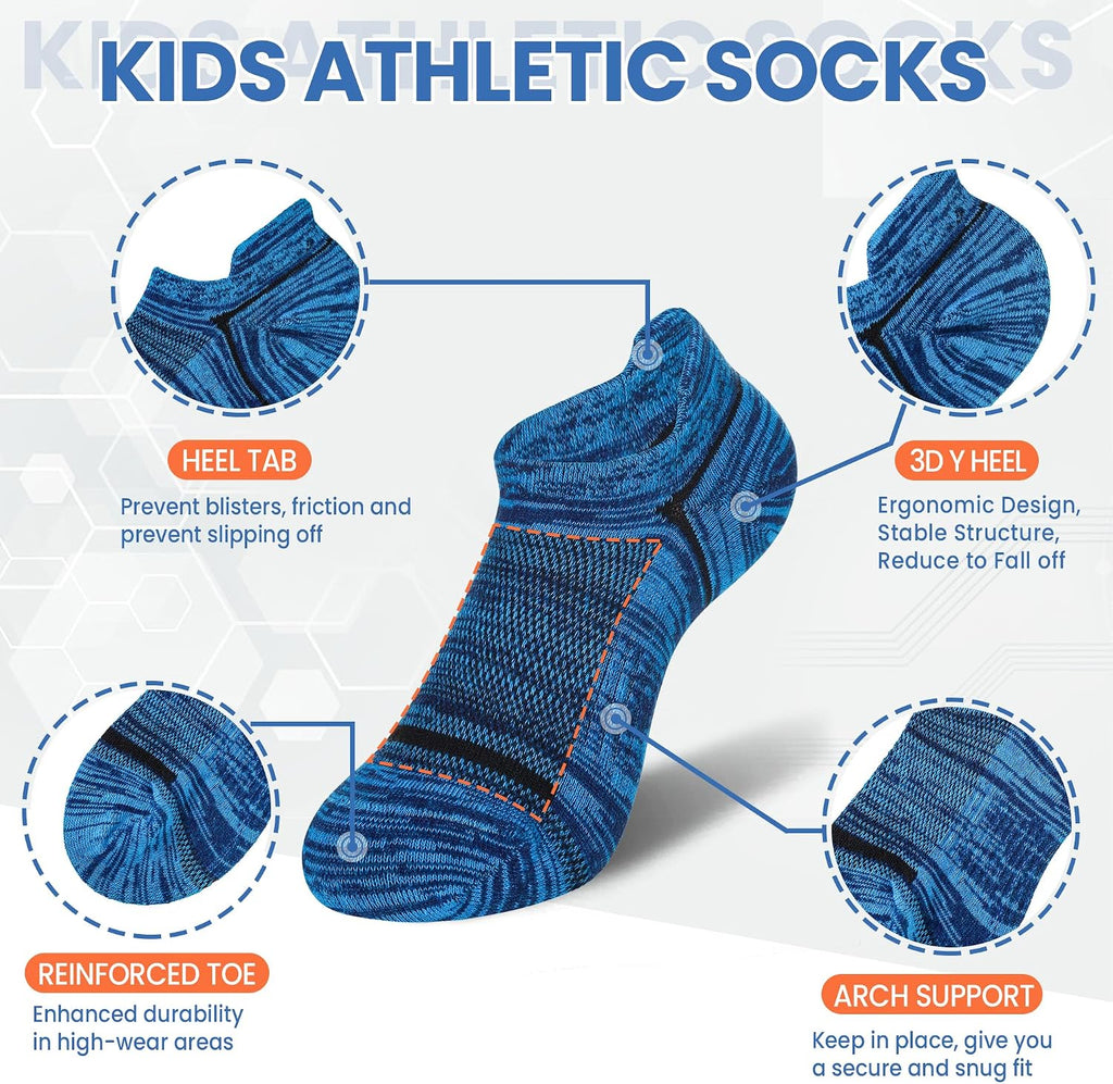 Kids Boys Ankle Socks Low Cut Athletic Cotton Sport Socks For Little Boys 6 Pairs
