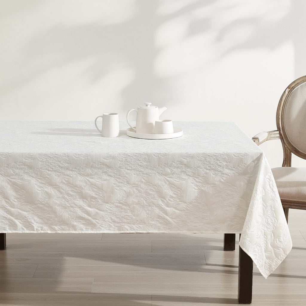 Annaleigh Tablecloth Jacquard Fabric, Wrinkle Resistant for Dining, Holiday, Party, Wedding, 60" x 120"