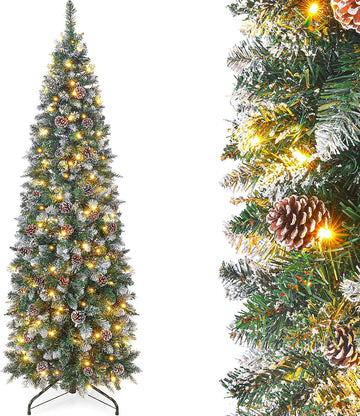 Pre-Lit Pencil Christmas Tree: 210 Warm White Light