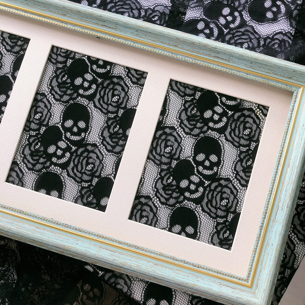 Black Lace Fabric, 60"*36" Skull Pattern, Allover Nylon Material, Soft Touch for Halloween Party, DIY Sewing Garment