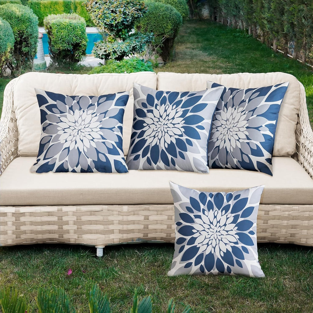 Pack of 4 Outdoor Waterproof Pillow Covers 18x18 Decorative Outdoor Throw Pillows Garden Square Cases, Couch, Tent