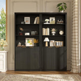 Modern Tall Book Shelf and Bookcase, 31.5"Wide Bookshelf with Doors, Farmhouse Book Case with Adjustable Top Shelf
