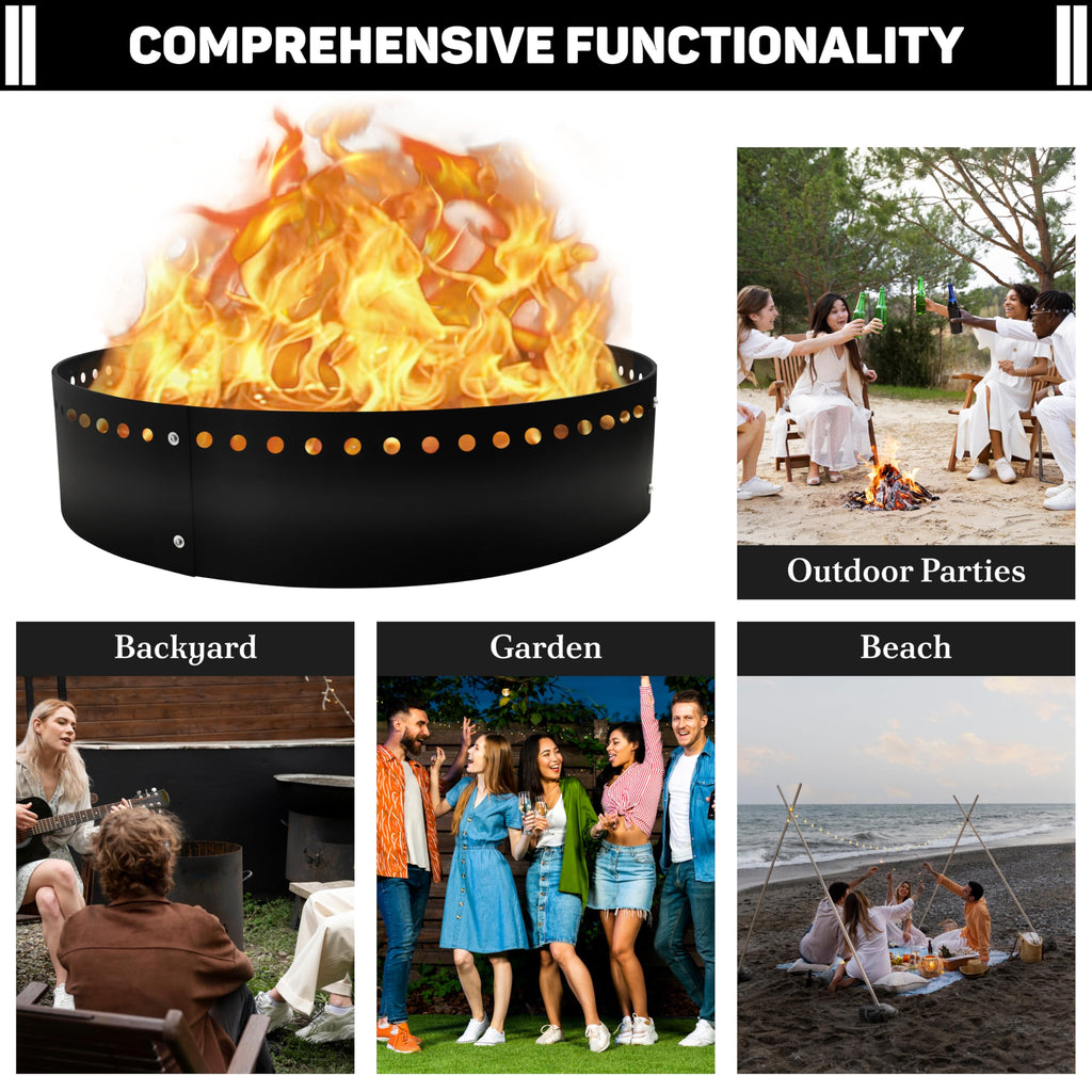 45" D Outdoor Fire Ring Liner - Steel Smokeless Firepit Insert