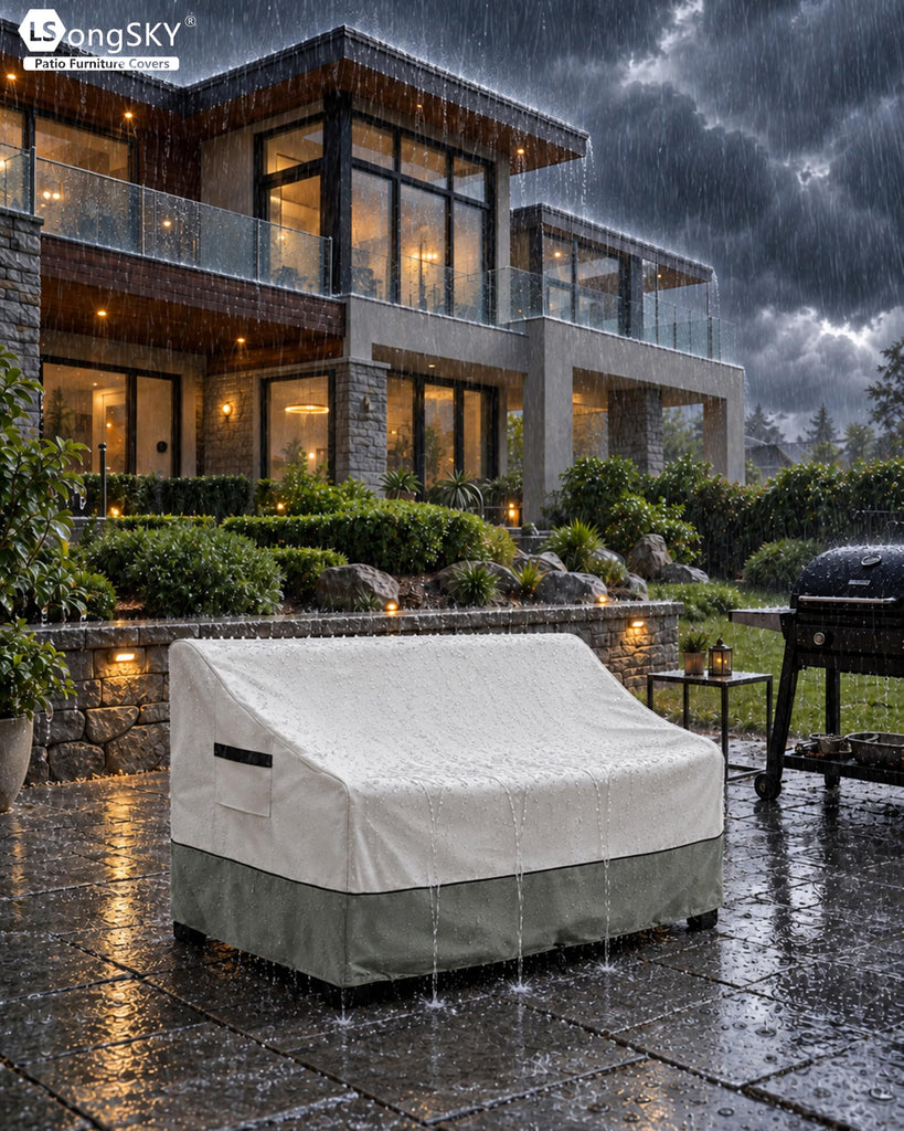 Outdoor 2-Seater Loveseat Cover, Patio Sofa Covers Fits up to 58W x 32.5D x 31H Inches, 100% Waterproof Heavy Duty