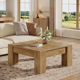 Farmhouse Square Coffee Table, 39-Inch Wooden Coffee Table with Sturdy Legs, Rustic Accent Center Table, Easy Assembly
