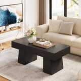 Farmhouse Coffee Table, 47 Inches Wooden Rectangular Accent Center Tables with Thick Base