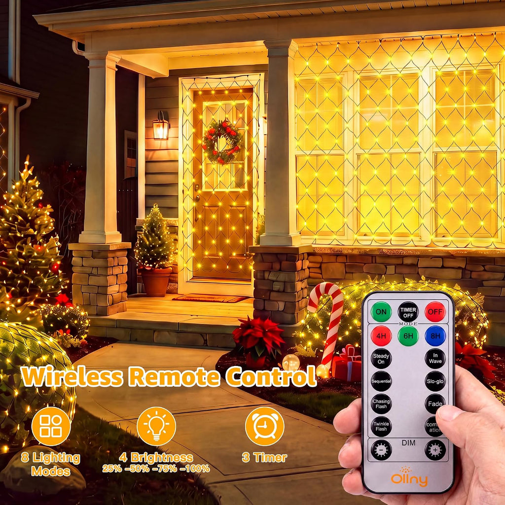 Christmas Net Lights Outdoor 360 LED, IP67, 10x5ft, Warm White