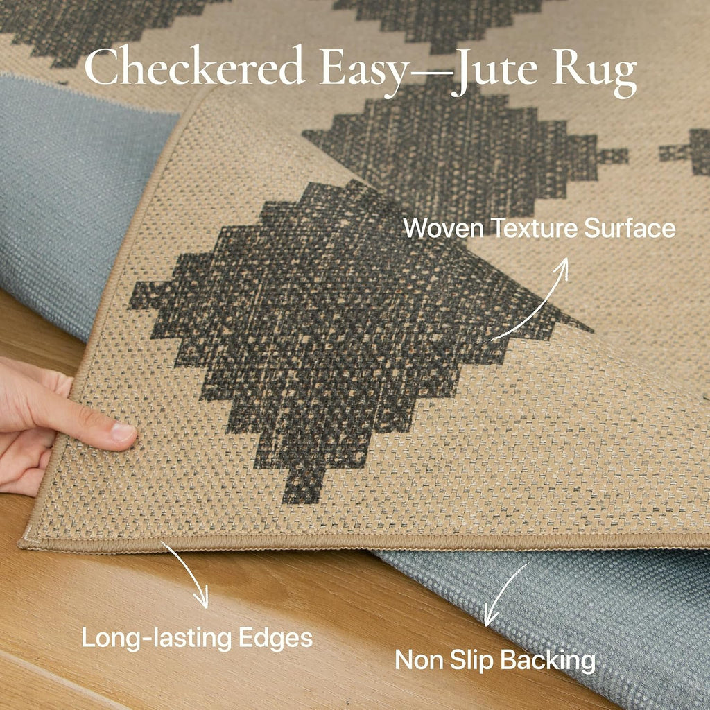 Area Rugs, Washable Outdoor Checkered Non Slip