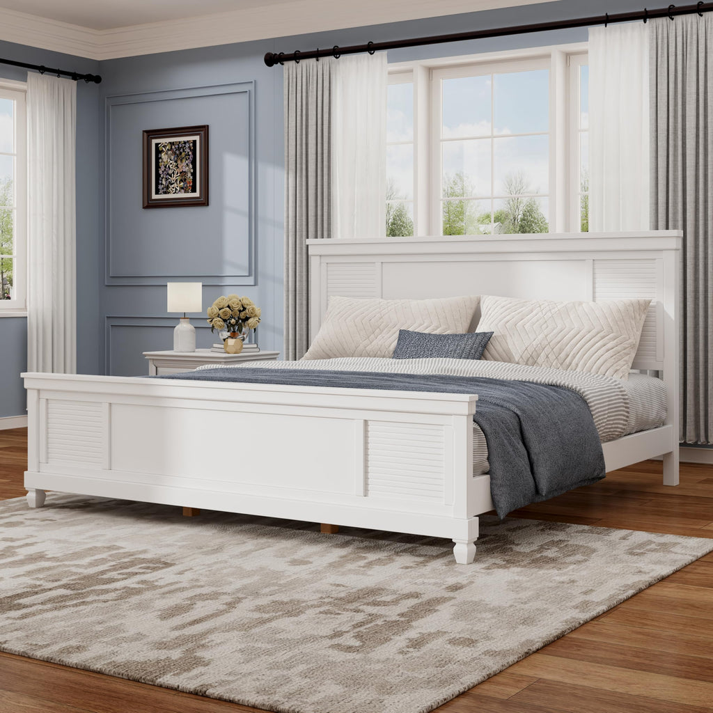 Todie Modern Bed Frame with Headboard, Wooden Platform Bed Frame, Farmhouse Bed Set, No