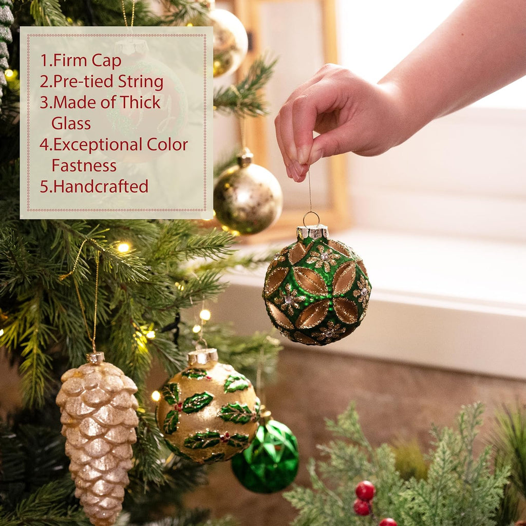 10ct Christmas Glass Ornaments Tree Decorations Set