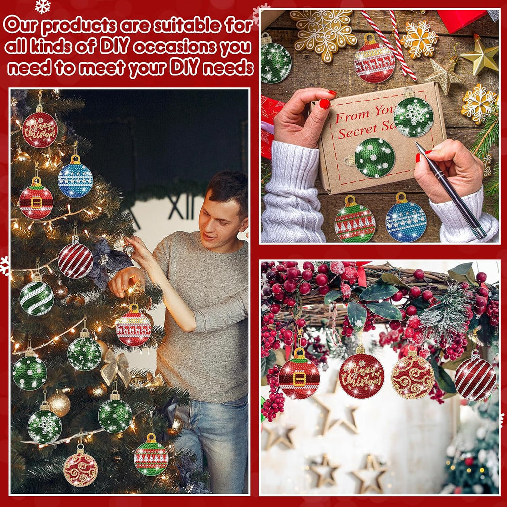 Christmas Double Sided Diamond Painting Ornaments - Set of 16