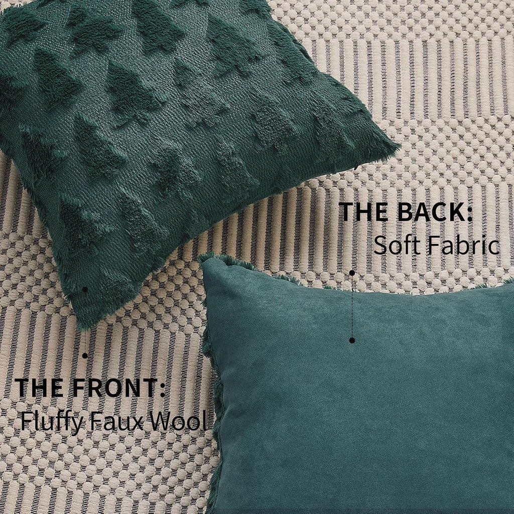 Christmas Tree Pillow Covers 18x18 Christmas Decor Green - Set of 2