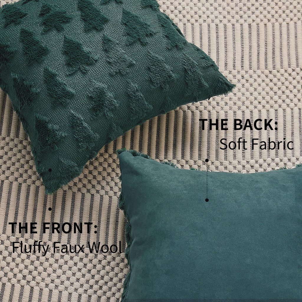 Christmas Tree Pillow Covers 22x22 Set of 2 Christmas Decor Green
