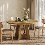 Solid Wood Round Dining Table, 47" Farmhouse Kitchen Table for 4-6, Wooden Circle Dinner Table for Dining Room