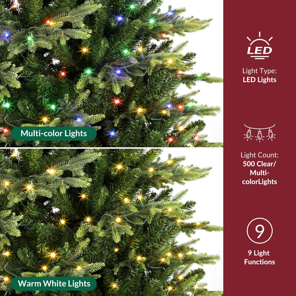 7.5ft Prelit Artificial Christmas Tree with Color Changing Lights