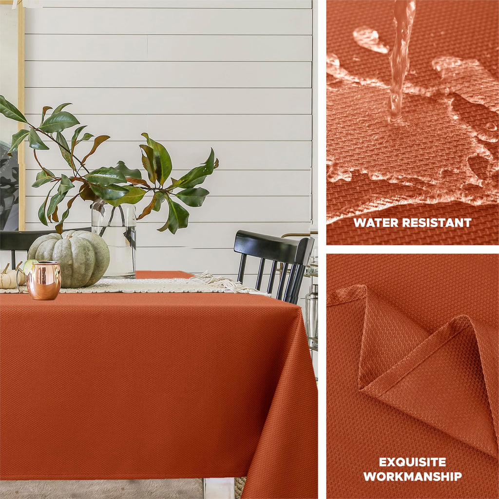 2 Pack Fall Table Cloth Rectangle 52x70 Inch, Rust Thanksgiving Autumn Harvest Water Resistant Fabric Textured