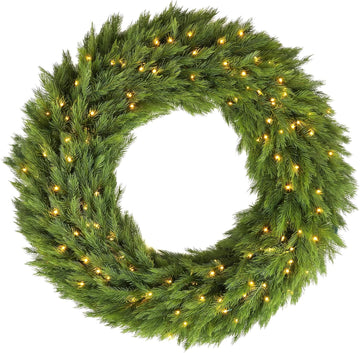 48 in Pre-Lit Norwegian Spruce Artificial Christmas Wreath, Green