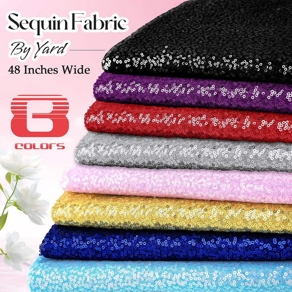 5 Yard Sequin Fabric by The Yard, Red, 48 Inch Width