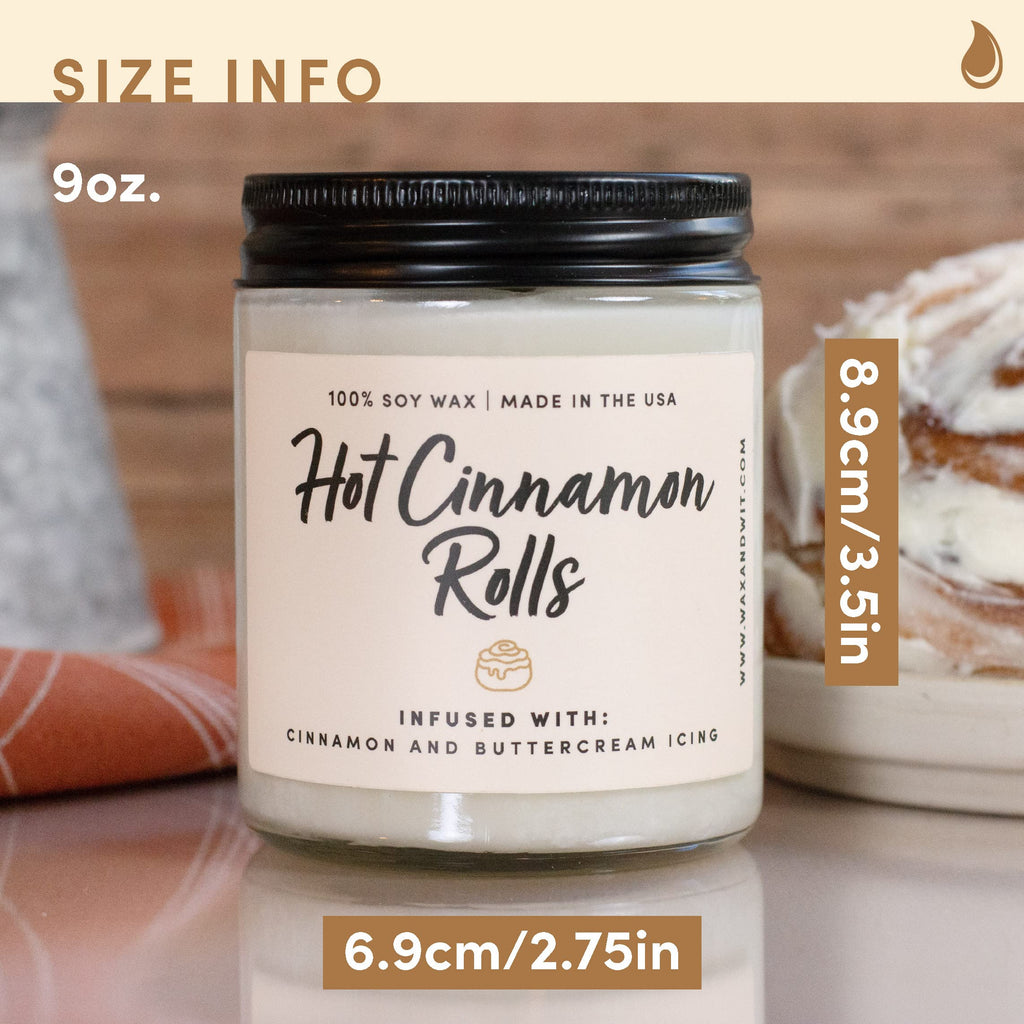 Cinnamon Roll Candle, 9 oz Soy Jar, Buttercream Bakery Scent
