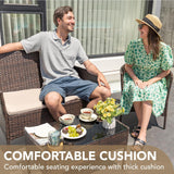 4 Pieces Outdoor Patio Furniture Set, PE Rattan Wicker Chairs Balcony Lawn Porch Patio Furniture Sets with Beige