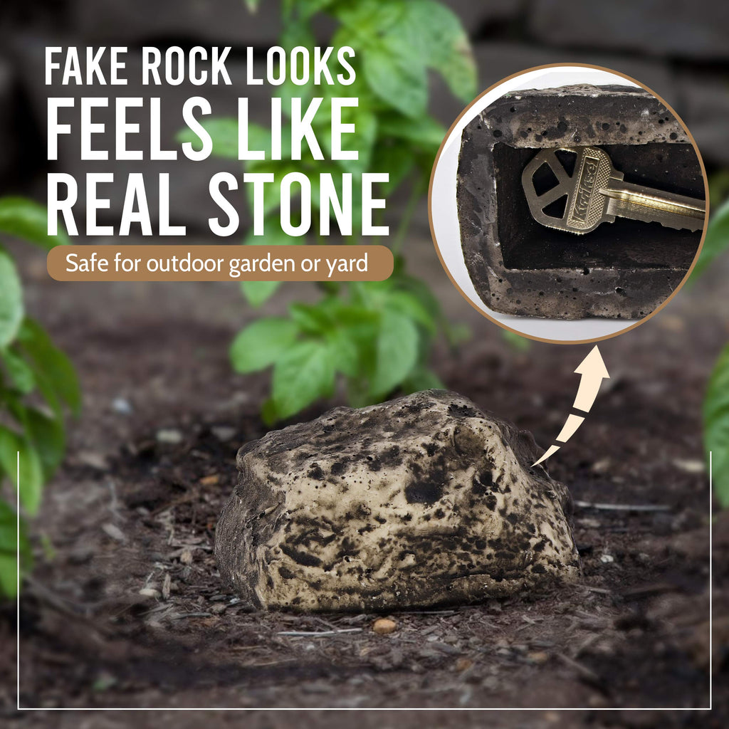 Hide a Key Outside Fake Rock - Looks & Feels like Real Stone - Safe for Outdoor Garden or Yard, Spare Key Storage