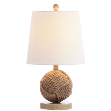 Monkey Fist 18" Rope Metal Ball LED Table Lamp, Natural