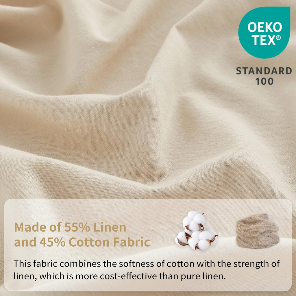 Belgian Linen Sheet Set Solid Color - 4 Pieces (1 Flat Sheet, 1 Fitted Sheet & 2 Pillowcases) Natural Flax Cotton