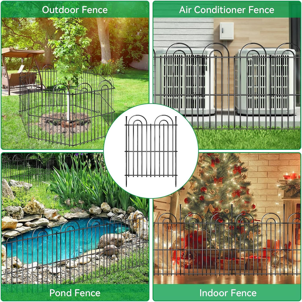 25 Panels No Dig Decorative Garden Fence, 32in(H) X 50ft(L) Tall Dog Fence Outdoor for Yard, Rustproof Metal Wire