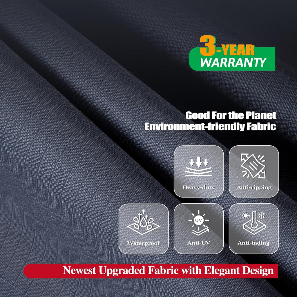 I Shape 3-Seater Patio Sofa Covers, Grey, 82"W x 39"D x 36"H | Heavy Duty Rip-stop Fabric With PU Coating, Durable