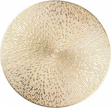 Round Gold Placemats, Gold Vinyl Metallic 15 Inch Round Placemat, Washable Wipeable Hollow Place Mats Non - Set of 12