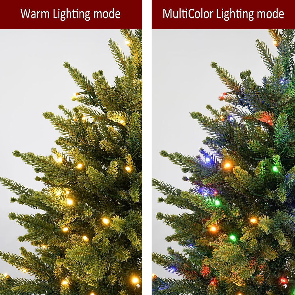 Prelighted Mini Christmas Tree 2 Ft with 70 LED Warm & Multi-Color Light, Artificial Small Xmas Tree 24 inch Tabletop