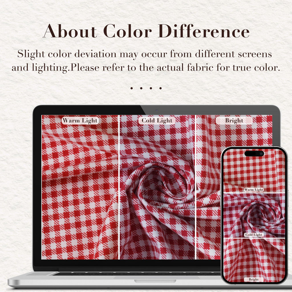 Gingham Cotton Fabric Cut By The Yard, Checkered Plaid Vintage Fabric for DIY, Handmade and Sewing (Red, 1 Yard)