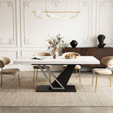 59'' to 78.7'' Extendable Dining Table for 4-8, Faux Marble Expandable Kitchen Table with Sturdy Metal Base