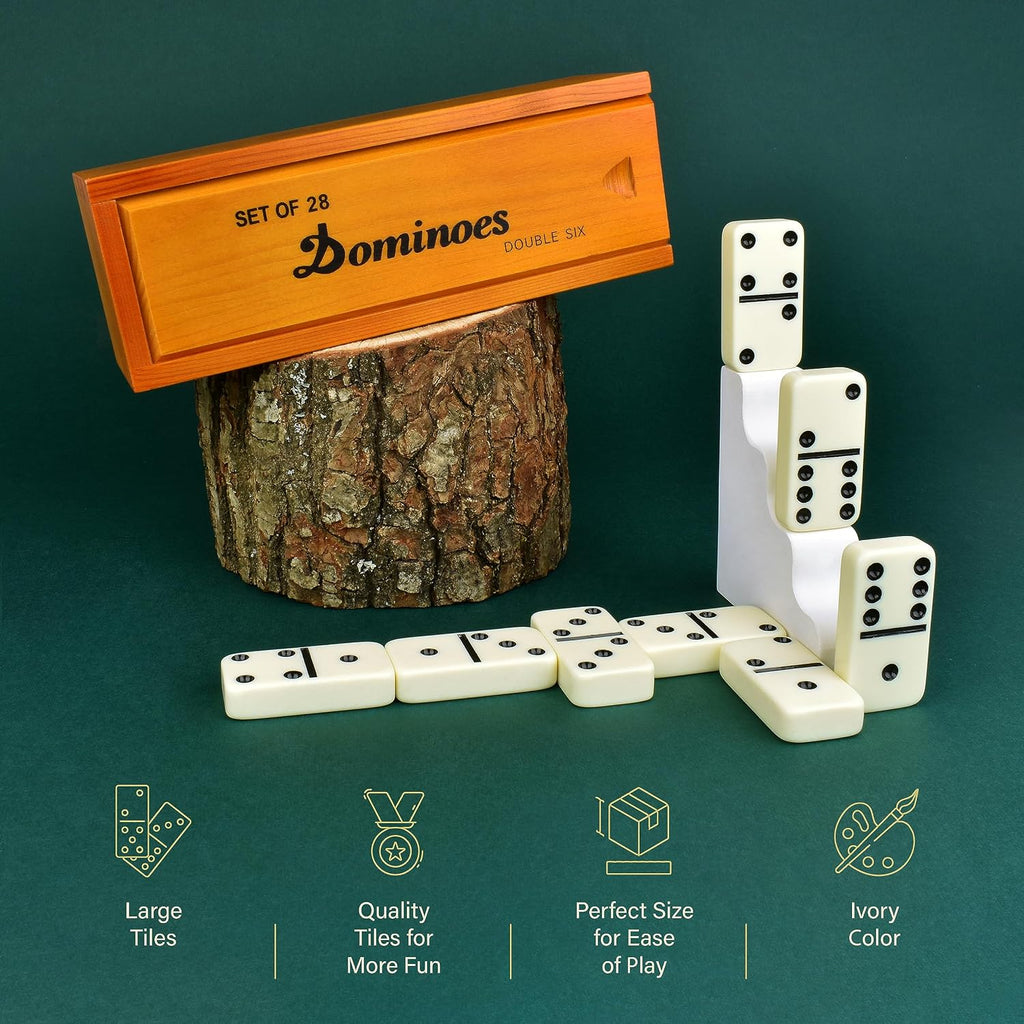 Jumbo Dominoes Set for Adults and Kids - Domino Set for Classic Board Games - Jumbo Dominoes Double 6 for Travel