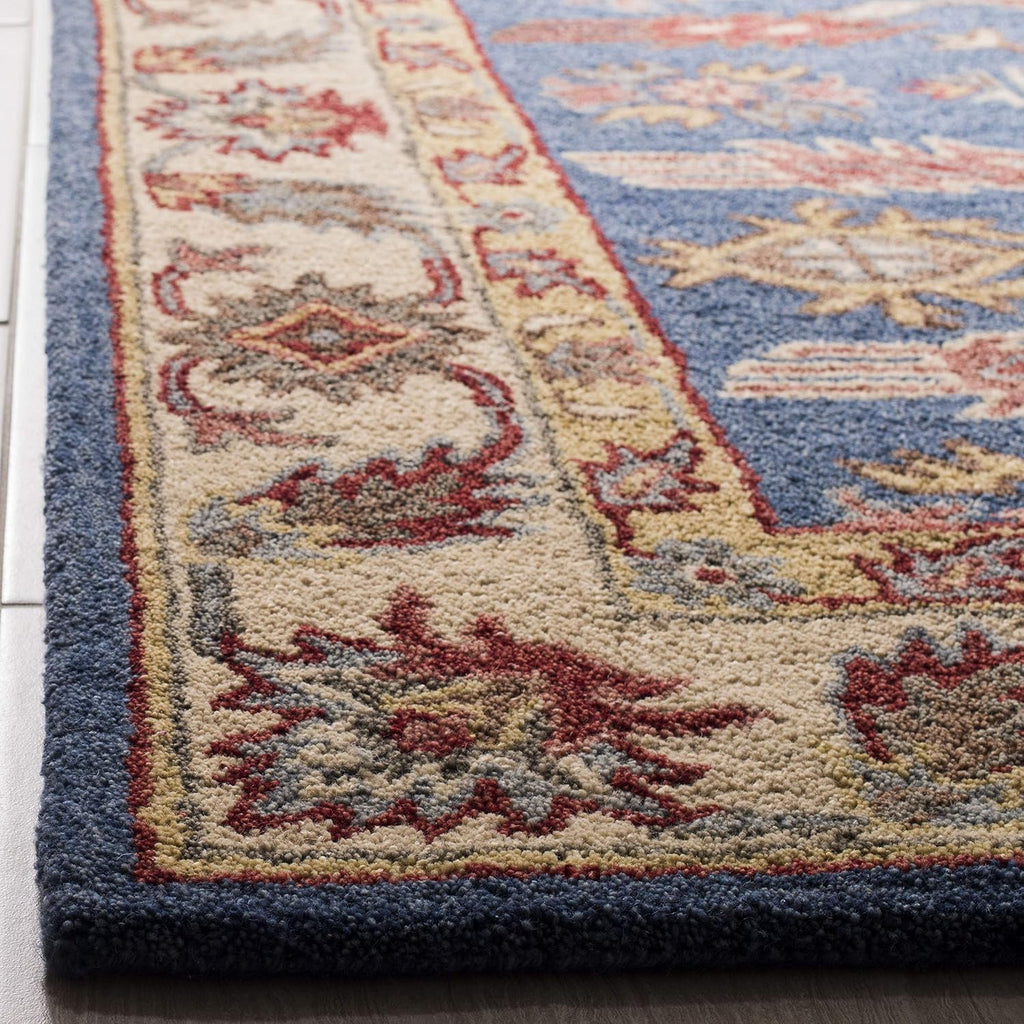 Area Rug 8x10 - Antiquity - Large - Blue & Red, Handmade Wool, Traditional Design