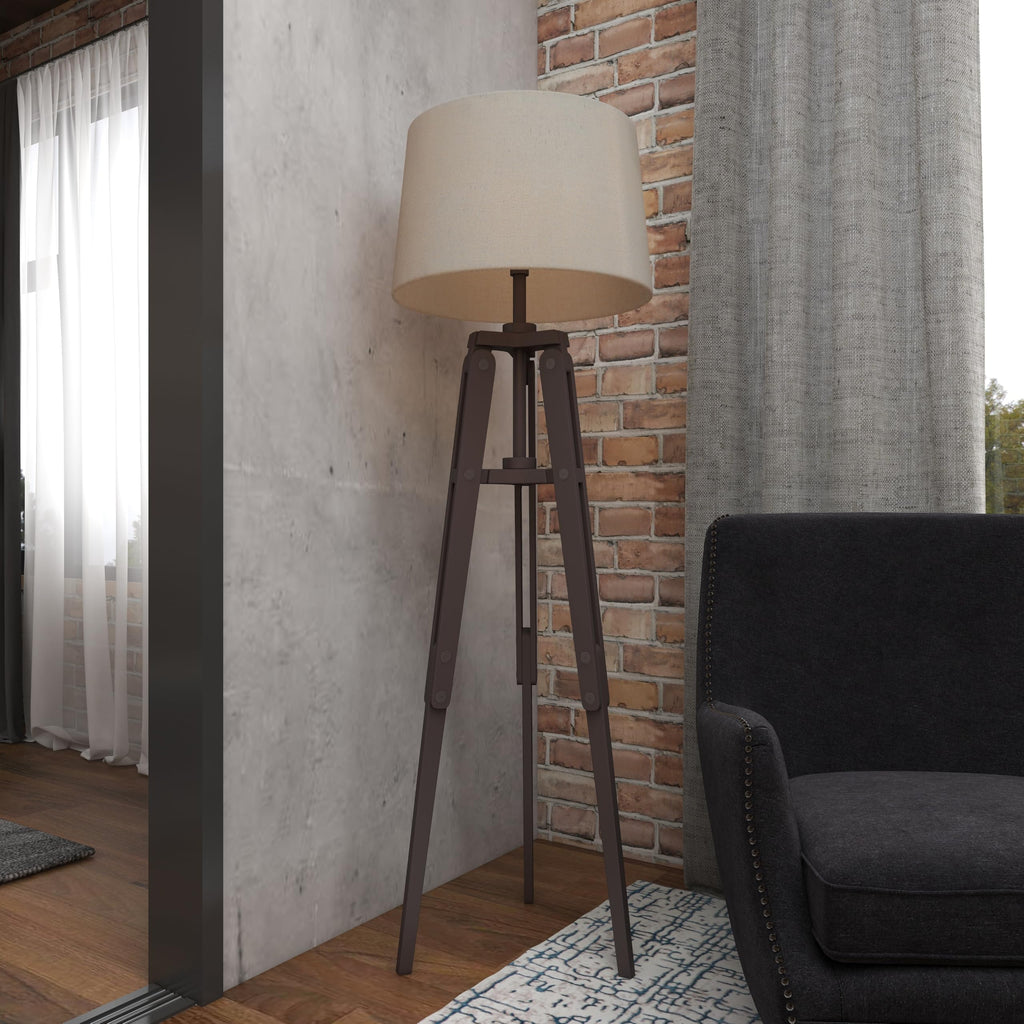 Wood Floor Lamp, Lamp 21" x 21" x 62", Black