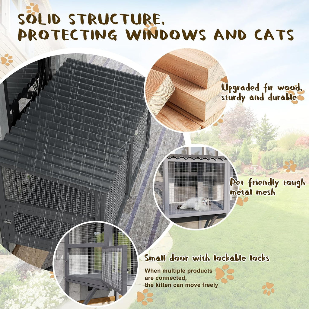 Cat Catio Window Perch for Large Cats - Outdoor Cat Enclosure Window, Catio Window Box Hommock for Inside Cats