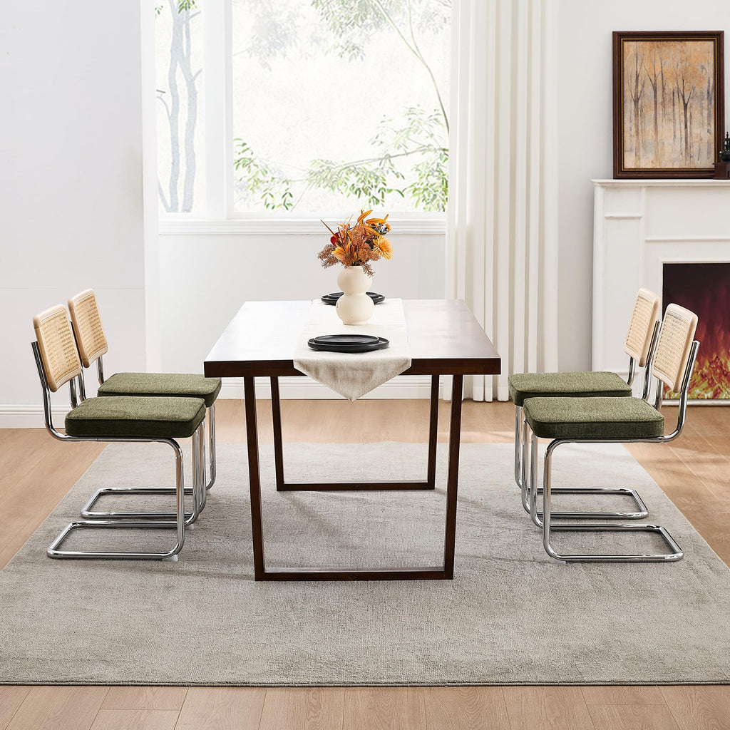Natural Rattan Dining Chairs Set of 6, Modern Cesca Kitchen Chair