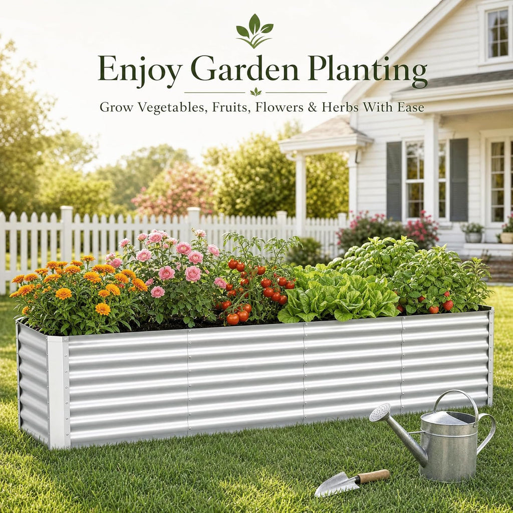 8x2x2FT Galvanized Raised Garden Beds Outdoor,Planter Raised Beds for Gardening, Vegetables, Flowers,Large Metal