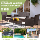 Greesum Patio Furniture 4 Pieces Conversation Sets Outdoor Wicker Rattan Chairs Garden Backyard Balcony Porch Poolside