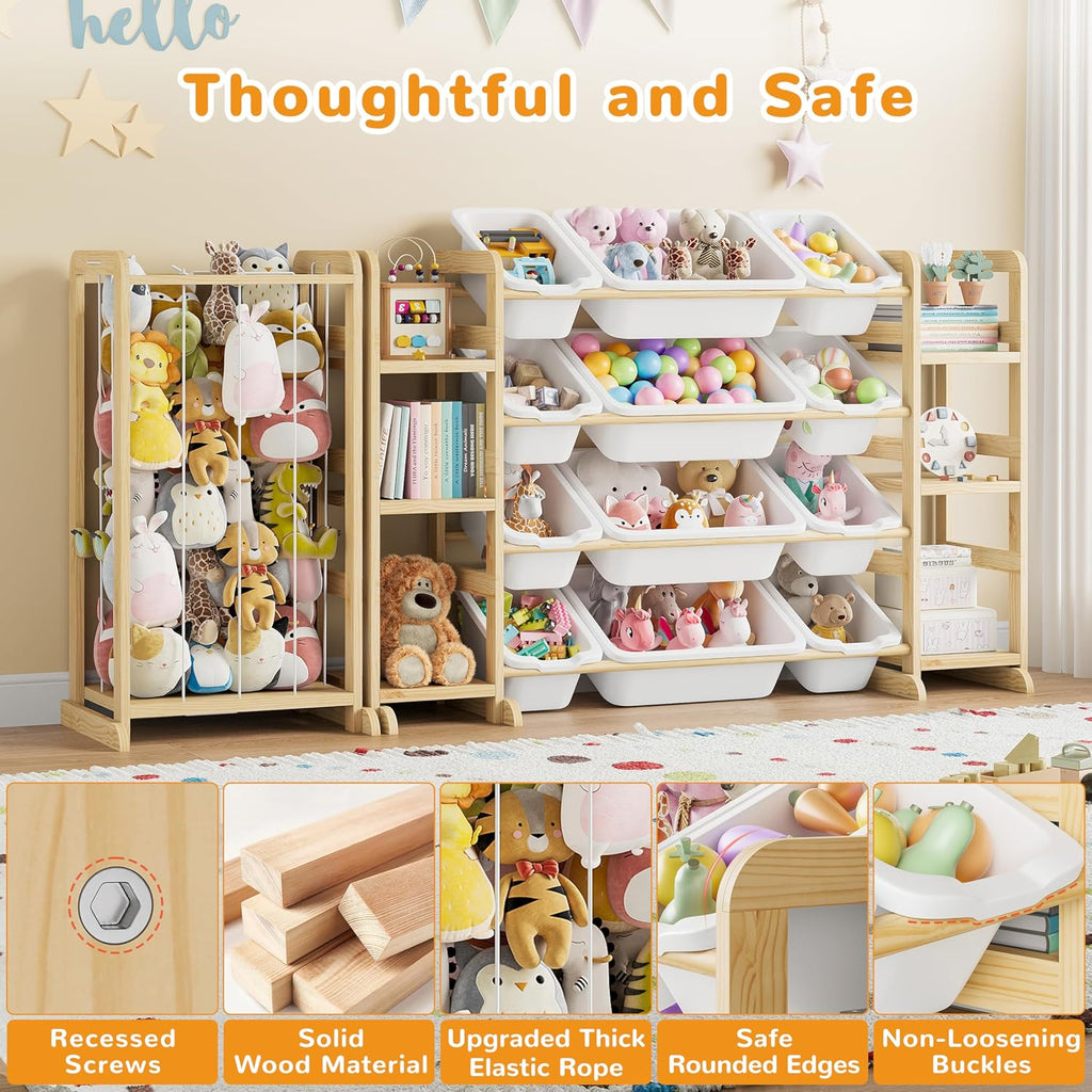 Toy Storage Organizer 12 Bins, 6 Shelves and Bookshelf for Kids, 4-in-1 Toy Organizers and Storage, Toy Book Storage