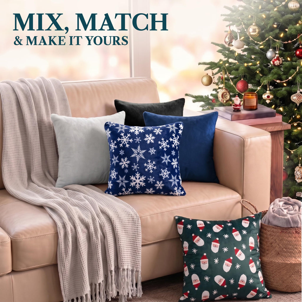Snowflake Blue Holiday Decorative Throw Pillow Cover 20x20 Set of 2