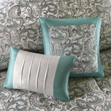 24 Piece Faux Silk Paisley Queen Comforter Set with Matching Curtains, Down Alternative Hypoallergenic